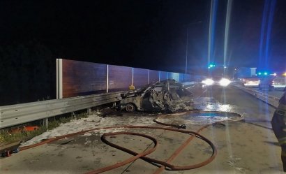 Osobówka spłonęła na autostradzie A1