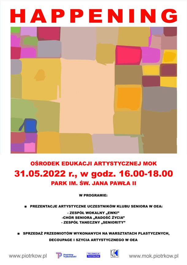 Happening artystyczny Ośrodka Edukacji Artystycznej Miejskiego Ośrodka kultury w Parku św. Jana Pawła II