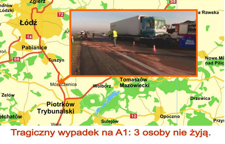 Tragiczny wypadek na A1 trzy osoby nie żyją AKTUALIZACJA ePiotrkow