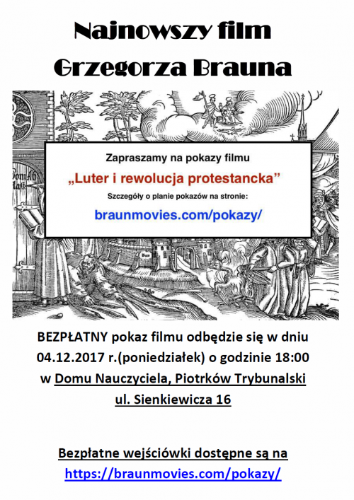 Pokaz filmu „Luter i rewolucja protestancka”