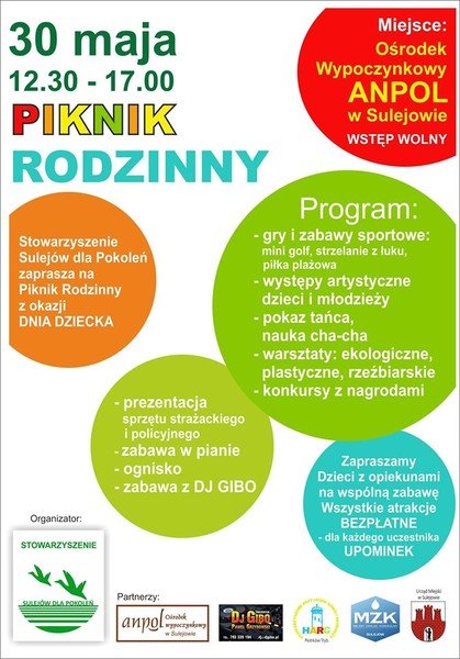 Zapraszamy na Piknik Rodzinny w Sulejowie 