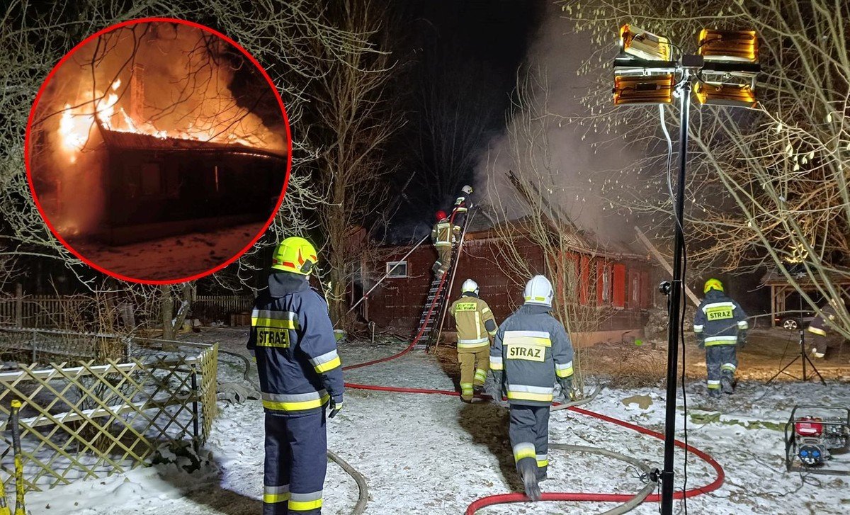 Dom cakowicie spon. Poparzona osoba w szpitalu