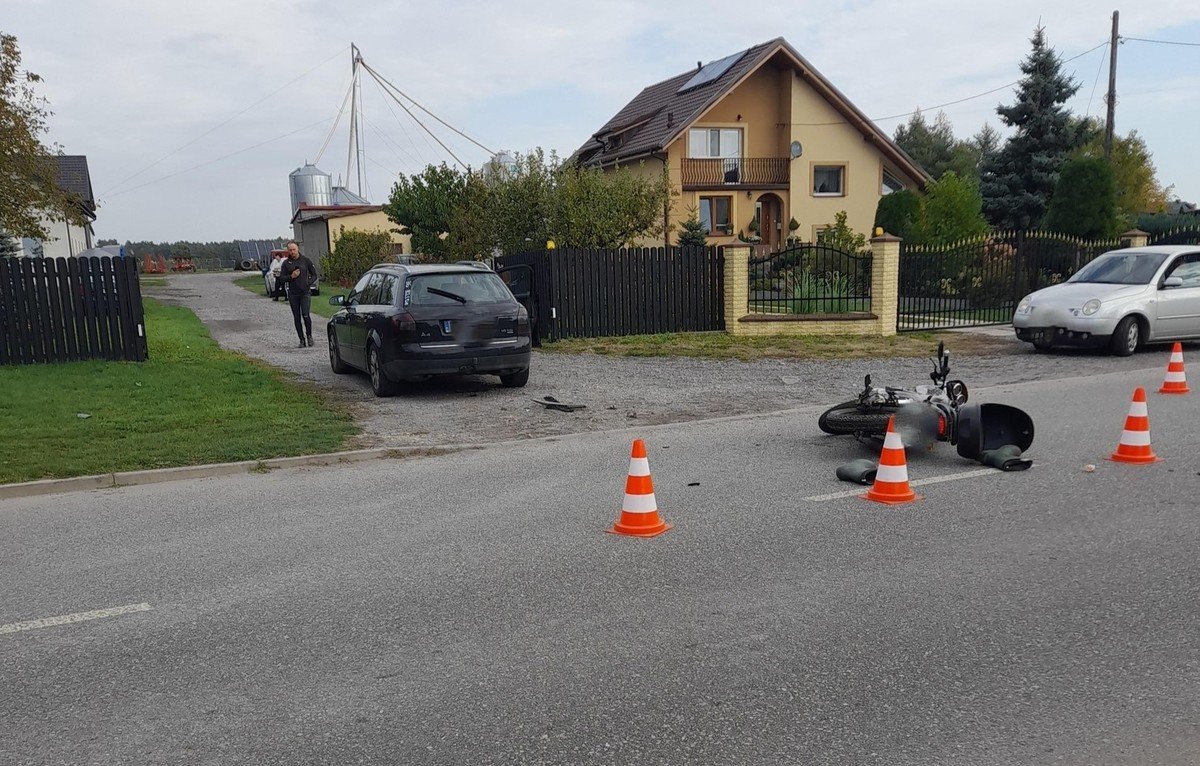 Potrcenie motocyklisty. Ldowa LPR