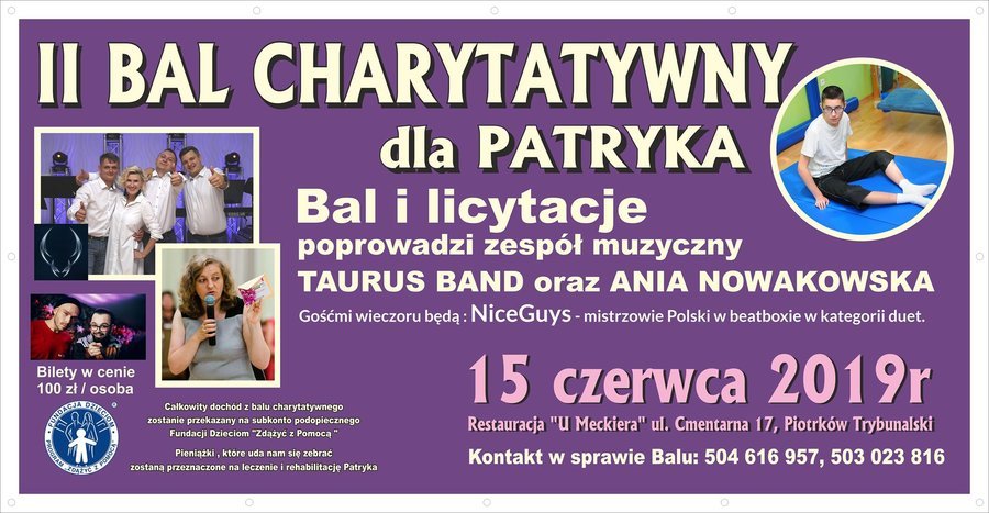 Zapraszamy na II Bal charytatywny dla Patryka