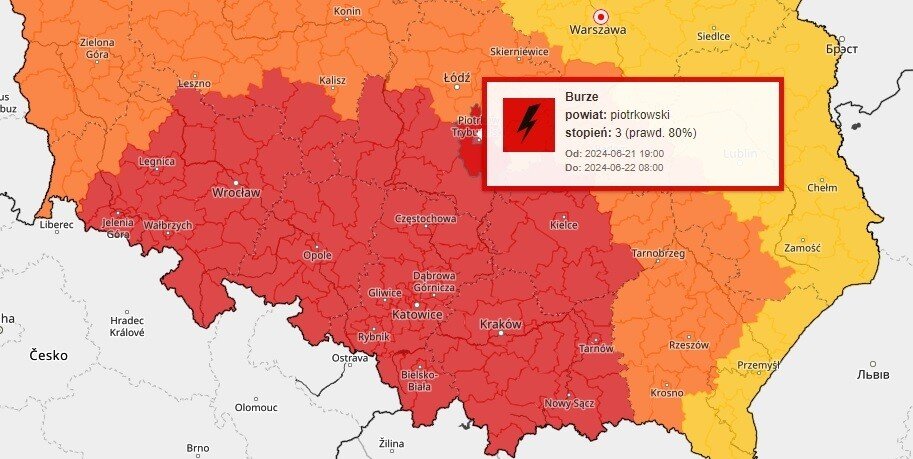 Moliwe burze w Piotrkowie i powiecie. IMiGW ostrzega