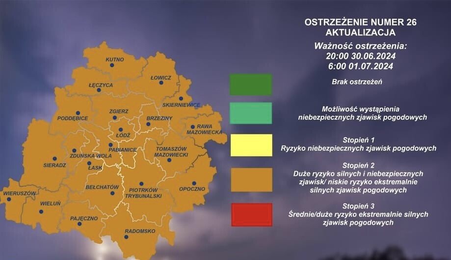 Alert pogodowy: Gwatowne burze i bardzo silny wiatr, nawet do 110 km/h! IMGW wydao ostrzeenie II stopnia dla powiatu piotrkowskiego