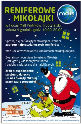 Reniferowe Mikoajki w Focus Mall Piotrkw Trybunalski