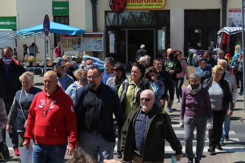 Kupcy bd protestowa w centrum Piotrkowa