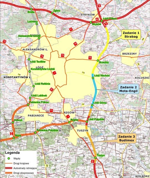 Zobacz mapk sytuacyjn budowy odcinka autostrady A-1 Strykw – Tuszyn