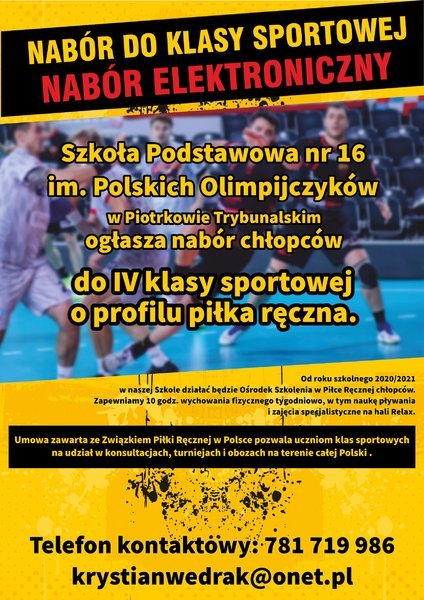 Chcesz by szczypiornist? Zapisz si do klasy sportowej