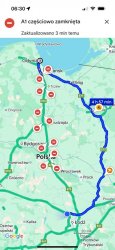 Autostrada A1 zamknita - tak pokazuj mapy Google