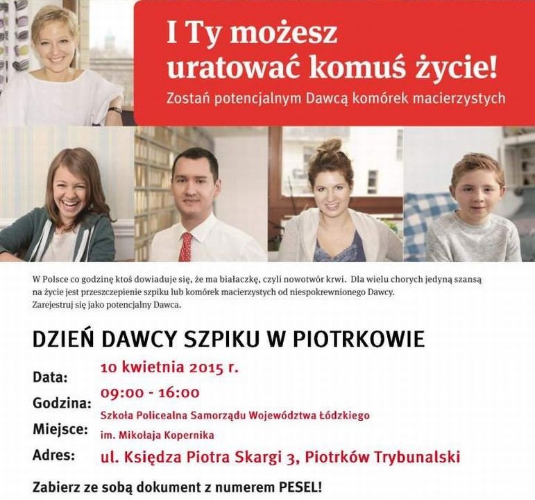 Dzie Dawcy Szpiku w Piotrkowie