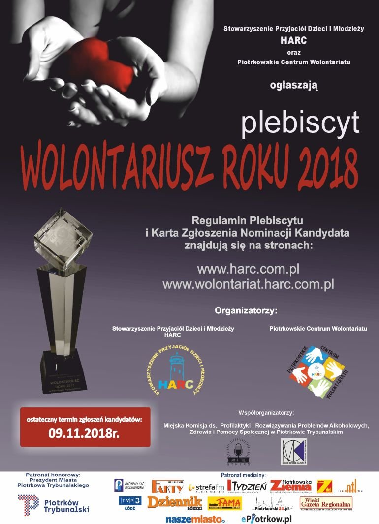 Kto zostanie wolontariuszem roku 2018? Rusza plebiscyt Stowarzyszenia HARC 