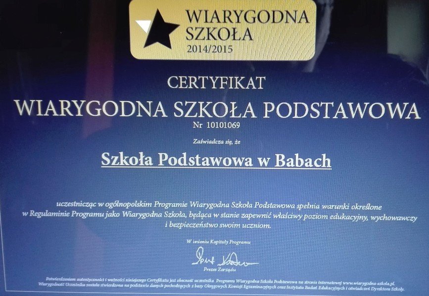 Szkoa Podstawowa w Babach wyrniona