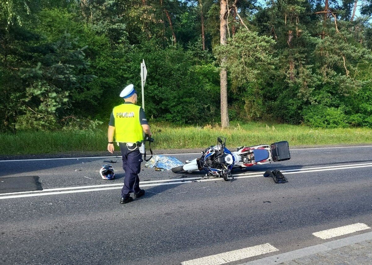 Zderzenie motocykla i ciarwki. Krajowa 