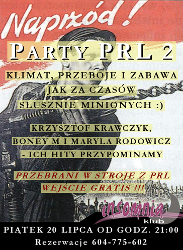 Klub Insomnia zaprasza na Party PRL