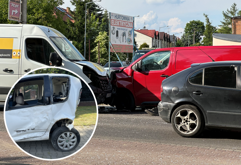 Wypadek na Wojska Polskiego. Dwie osoby ranne. Zderzenie 4 samochodw. Droga bya cakowicie zablokowana ZDJCIA