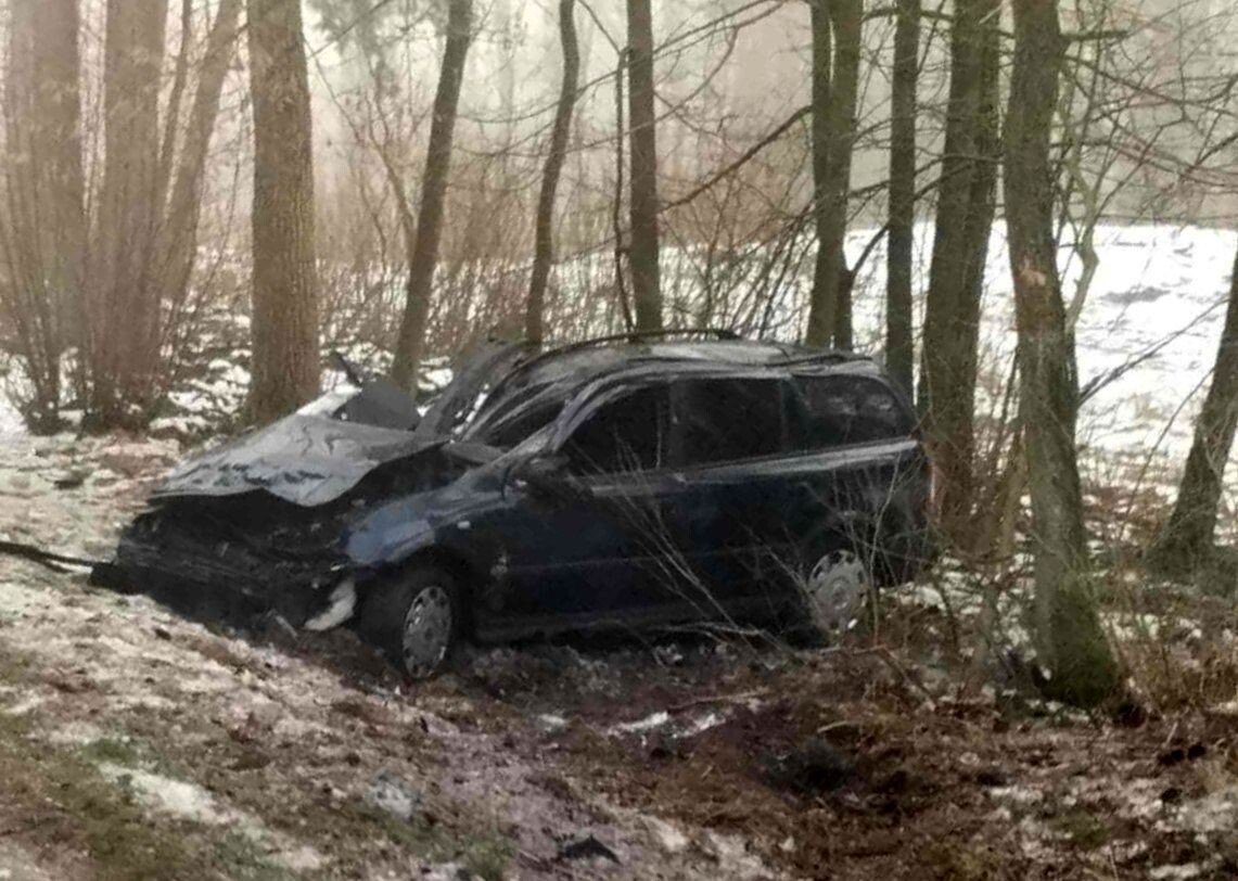 Wypadek na Wolborskiej. Samochd wypad z drogi