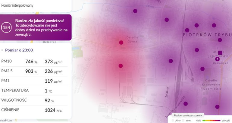 Bardzo za jako powietrza w Piotrkowie [Aktualizacja]