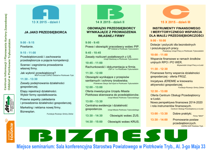 Chcesz zaoy firm? Przyjd na seminarium