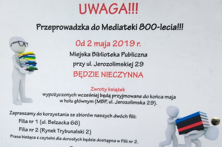 Od 2 maja biblioteka przy Jerozolimskiej zamknita