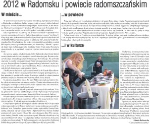 2012 w Radomsku i w powiecie radomszczaskim