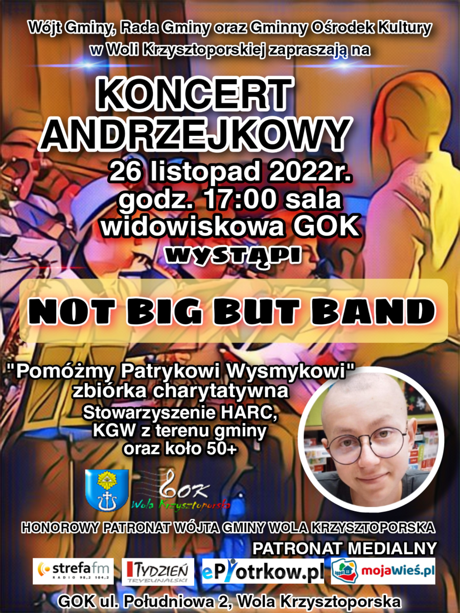 Koncert Andrzejkowy i zbiórka charytatywna dla Patryka Wysmyka.