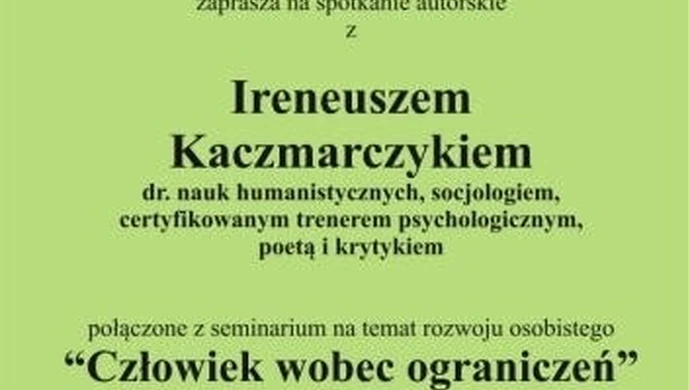 Spotkanie autorskie z Ireneuszem Kaczmarczykiem 