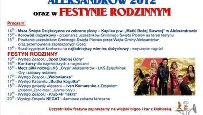 Region: Aleksandrów zaprasza na dożynki