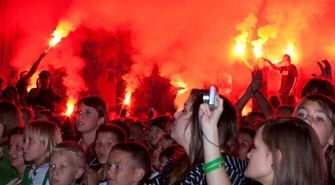 Kibice GKS Bełchatów świętowali