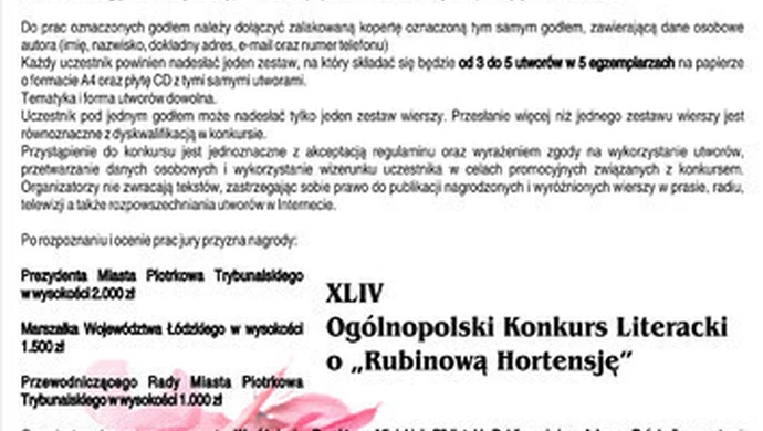 Ogólnopolski Konkurs Literacki o "Rubinową Hortensję"