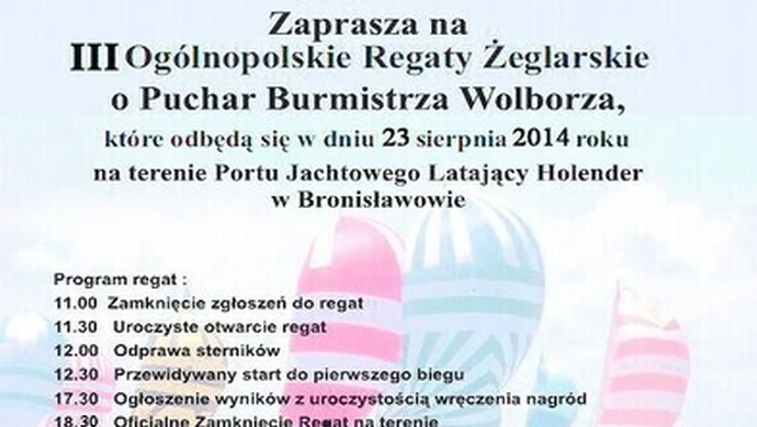 W sobotę regaty w Bronisławowie 