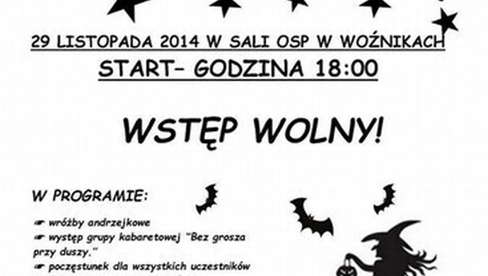 Będzie zabawa andrzejkowa w Woźnikach