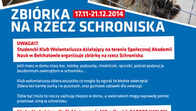Zbiórka na rzecz schroniska w Bełchatowie