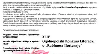 Ogólnopolski Konkurs Literacki o "Rubinową Hortensję"