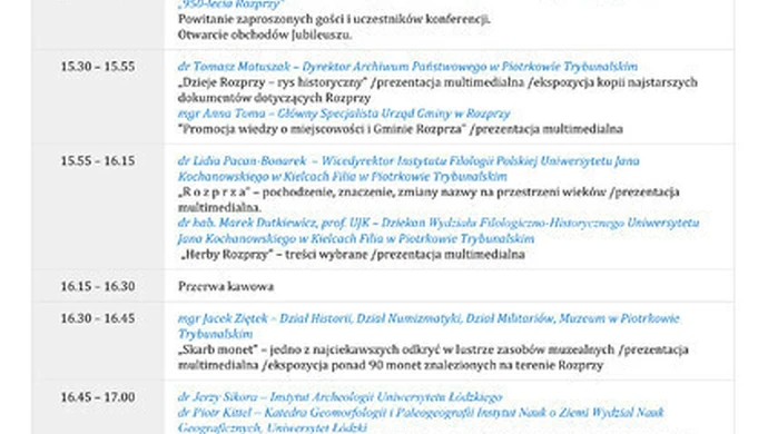 Świętowanie 950-lecia Rozprzy zaczną od konferencji