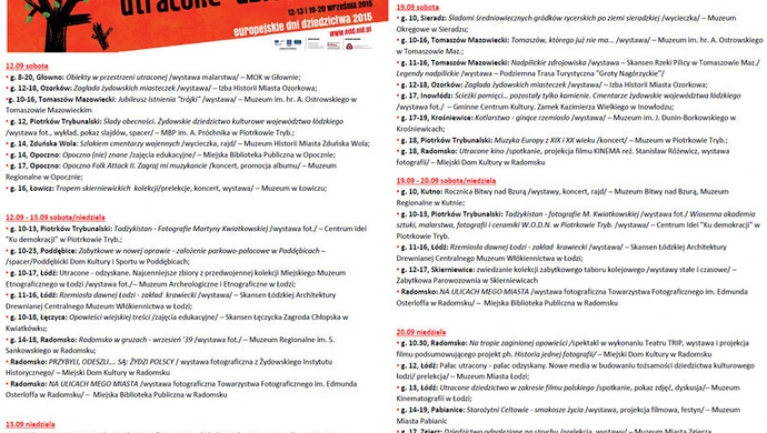 Europejskie Dni Dziedzictwa w województwie łódzkim