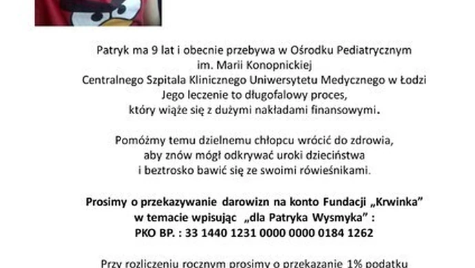 Prośba o wsparcie dla 9-latka