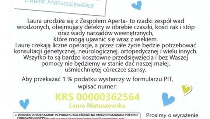 Będzie pierwsza operacja Laury. Udało się zebrać 300 tys zł