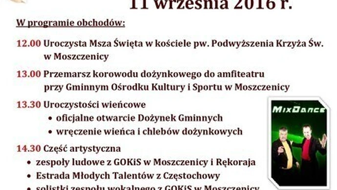 W niedzielę dożynki w Moszczenicy 