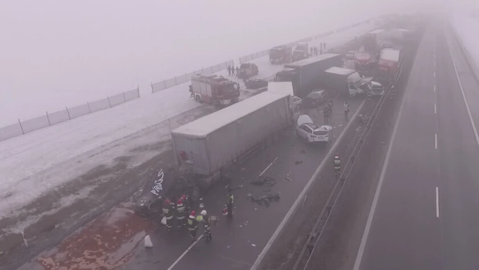 Karambol na A1 okiem drona [VIDEO]