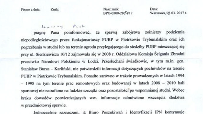 IPN nie potwierdza doniesień piotrkowian