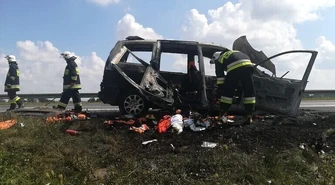 Pożar osobówki na A1