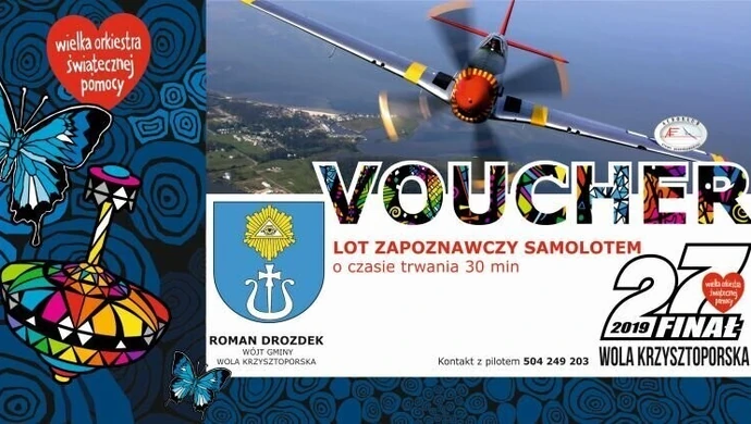 WOŚP w Woli Krzysztoporskiej. Lot widokowy samolotem, wejściówki na bale karnawałowe i spotkanie z zespołem MIG
