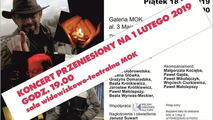 Koncert upamiętniający Piotra Kudybę przeniesiony