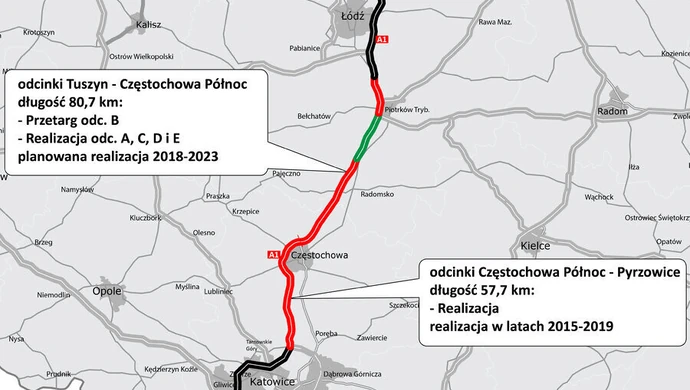 Pięć firm zainteresowanych budową A1 na odcinku Piotrków - Kamieńsk