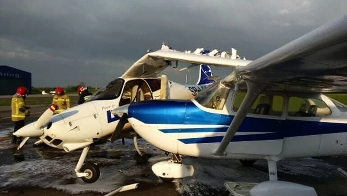 Incydent na lotnisku w Piotrkowie. Samolot do szkolenia pilotów zniszczony