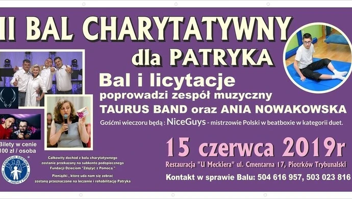 Zapraszamy na II Bal charytatywny dla Patryka