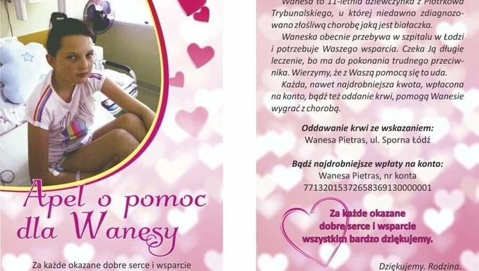 11-letnia Wanesa z Piotrkowa potrzebuje pomocy