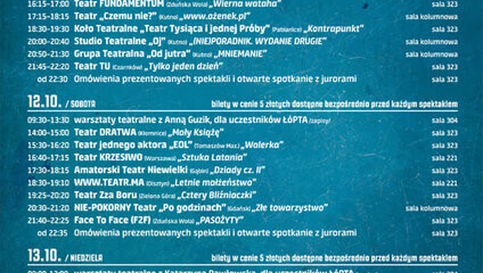 W piątek rusza 32. Łódzki Przegląd Teatrów Amatorskich &#8222;ŁóPTA&#8221; 2019